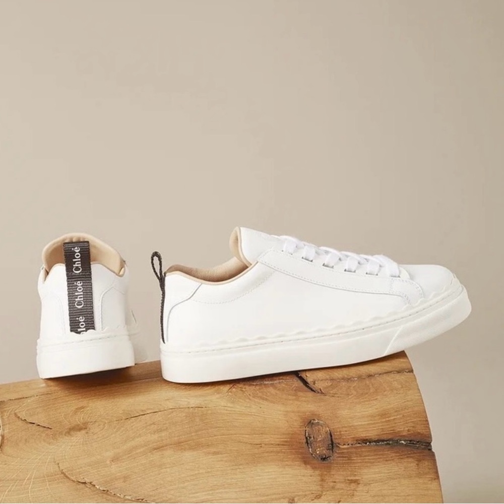 Chloe White and Tan Sneakers